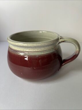 Hand Crafted Red and Cream Glazed Ceramic Mug